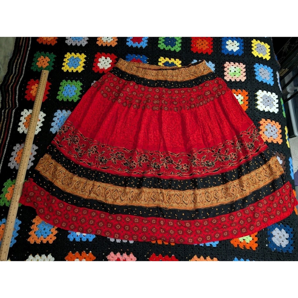 Sharon Anthony Womens Size 20W Cardigan & Skirt 16W Crinkle Gauzy Boho Red Artsy - Picture 12 of 16
